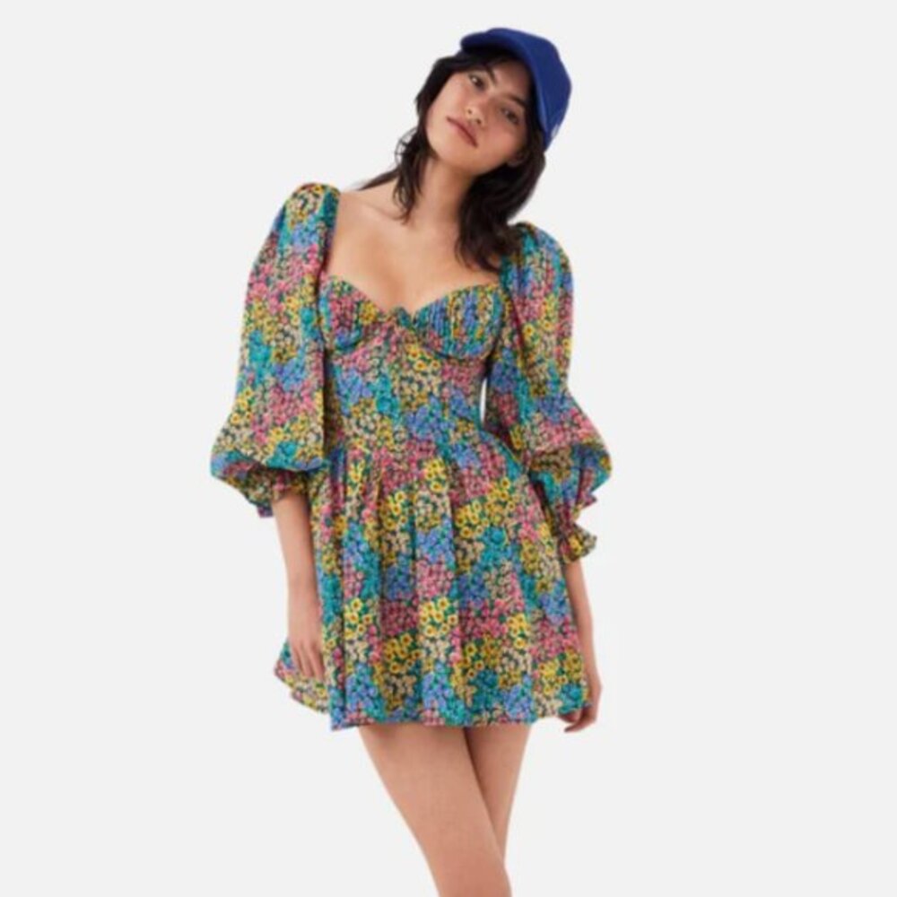 FOR LOVE & LEMONS RUTH MINI DRESS BLUE